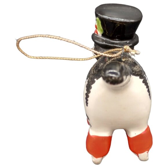 Vtg Christmas Cat Ornament Ceramic Black White Red Boots Top Hat Holiday Kliban - Picture 4 of 16